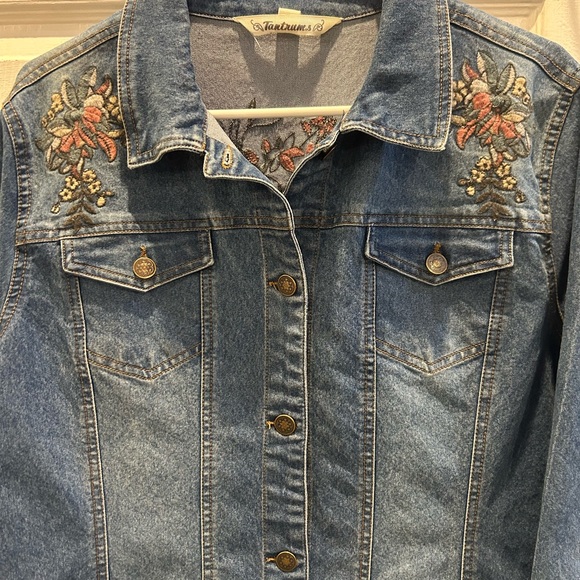 Tantrums Blue Denim Jacket with Floral Accents XL - Picture 3 of 7